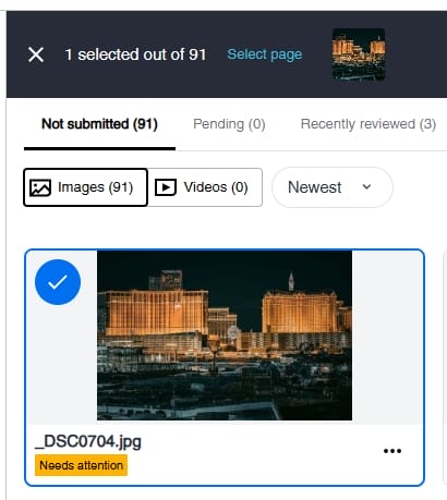 Shutterstock Select Page Button